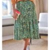 Erin Organic Cotton Jersey Tiered Midi Skirt -Woolovers 226871 tw19 forestgreen w 5