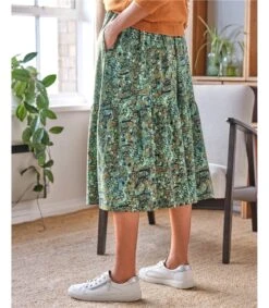 Erin Organic Cotton Jersey Tiered Midi Skirt 7 Erin Organic Cotton Jersey Tiered Midi Skirt -Woolovers 226871 tw19 forestgreen w 7