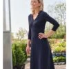 Robe Ajustée Et évasée Avec Empiècement à La Taille -Woolovers 227611 j591l oxfordnavy w 10