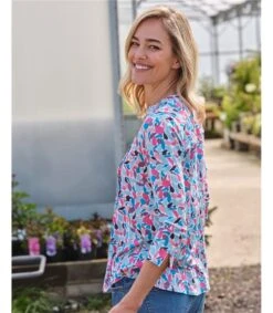 Longline Pintuck Shirt -Woolovers 228089 j538l abstractshadowprint w 13