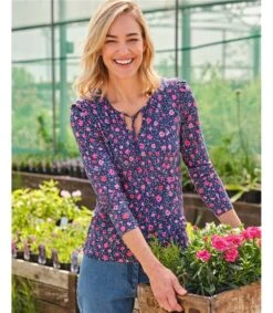 Top Imprimé à Franges