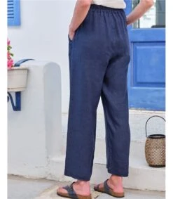 Pantalon Carotte Ample - Femme - Pur Lin -Woolovers 29fcf 111992 w236 navy w 74
