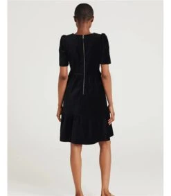 Jamesina Organic Cotton Velvet Midi Dress -Woolovers 317045 tw45 black w 7