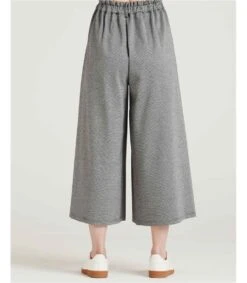 Haddie Check Jersey Wide Leg Trouser 7 Haddie Check Jersey Wide Leg Trouser -Woolovers 317118 tj50 black w 7