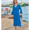 Robe Midi En Viscose à Manches évasées - Femme 1 Robe Midi En Viscose à Manches évasées - Femme -Woolovers 32f92 224340 w346l azureblue w 6