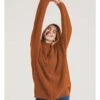 Cliantha Organic Cotton Fluffy Batwing Jumper -Woolovers 339272 ta563 brown w 5