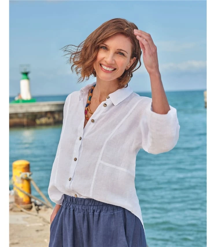Chemise En Lin Boutonnée à Coutures Princesse 3 Chemise En Lin Boutonnée à Coutures Princesse