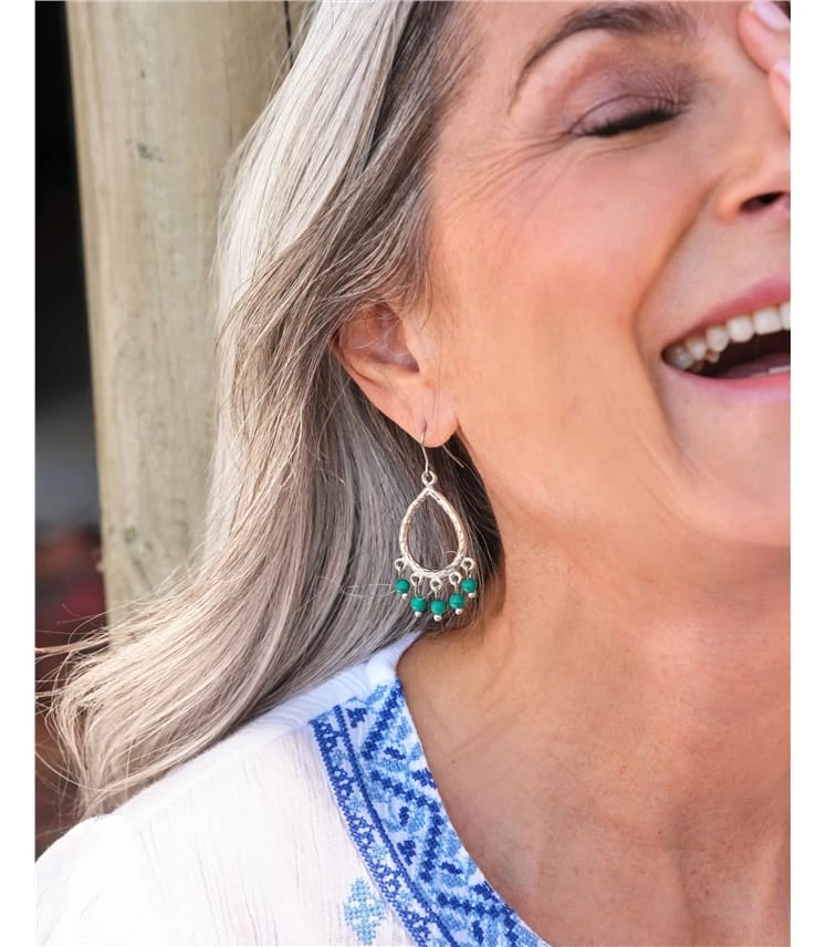 Boucle D'oreille En Pierre Martelée - Femme 3 Boucle D'oreille En Pierre Martelée - Femme