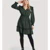 Florna Tencel Shirred Dress -Woolovers 350216 tw72 forestgreen w 5