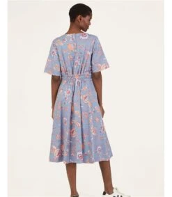 Meadow Tencel Tie Waist Dress -Woolovers 350443 tw73 denimblue w 7