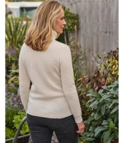 Pull à Col Roulé - Femme - Laine D’agneau Certifiée 100% RWS -Woolovers 35894 l20l cream w 43