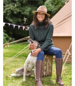 Pull Irlandais à Col Roulé - Femme - Pure Laine -Woolovers 36299 f22l kiltimagh w 63