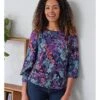 Garnet Lenzing™ EcoVero™ Floral Jersey Top -Woolovers 3b80a 2024 22wwt7705 mul 3878