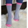 Chaussettes à Rayures - Femme - Bambou Mélangé -Woolovers 42989 p151l greybluepink w 51