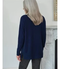 Pull à Col Bateau - Femme - Pur Cachemire -Woolovers 43176 q40l navy w 53