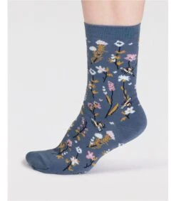 Edana Organic Cotton Bee 3 Sock Pack -Woolovers 43df8 spw832 misty blue 2