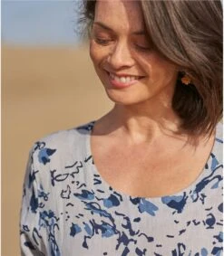 Robe-Tunique à Poches - Femme - Pur Lin -Woolovers 45970 w104l abstract w 6