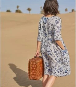 Robe-Tunique à Poches - Femme - Pur Lin -Woolovers 45970 w104l abstract w 7