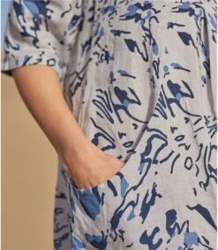 Robe-Tunique à Poches - Femme - Pur Lin -Woolovers 45970 w104l abstract w 8
