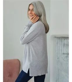 Pull à Col Roulé Coupe Carrée - Femme - Pur Cachemire -Woolovers 49124 q38l glassgrey w 51