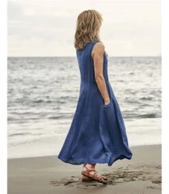 Robe Chasuble à Poche Pour Femme -Woolovers 4cc3c 73287 w252l navy w 7