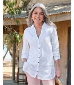 Chemise Tunique à Panneau Brodé - Femme