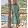 Robe à Volants En Coton Texturé -Woolovers 575dd 225195 w391l seagrassgreen w 11