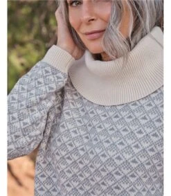 Jumper à Col à Motifs De Diamant à Motifs De Diamant -Woolovers 5d4b9 215441 t390l creamgrey w 6