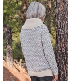 Jumper à Col à Motifs De Diamant à Motifs De Diamant -Woolovers 5e122 215441 t390l creamgrey w 5