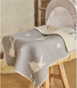 Couverture Pour Bébé Motif Lapin - Maison - Laine Mélangée -Woolovers 62651 p420 softgrey w 8