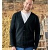 Mens Lambswool V Neck Cardi -Woolovers 65790 l7m black m 5