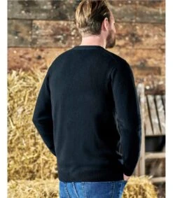 Mens Lambswool V Neck Cardi 7 Mens Lambswool V Neck Cardi -Woolovers 65790 l7m black m 7