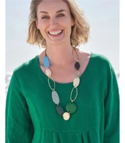 Collier à Anneaux En Métal - Femme - Bois Et Métal -Woolovers 6b002 108932 w104l brightgreen w 21 v2