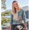 Pull à Motif Patchwork - Femme - Pure Laine D'agneau -Woolovers 6b6d8 100763 l127l greycreamgreen w 5