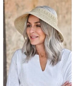 Visière Réglable à Rayures En Crochet - Femme