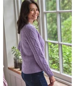 Cardigan Torsadé Boutonné - Femme - Pure Laine -Woolovers 70bb4 110543 f92l lilacmarl w 11