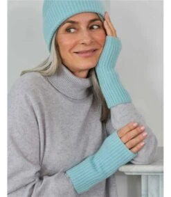 Chauffe-poignets Côtelés - Femme - Pur Cachemire