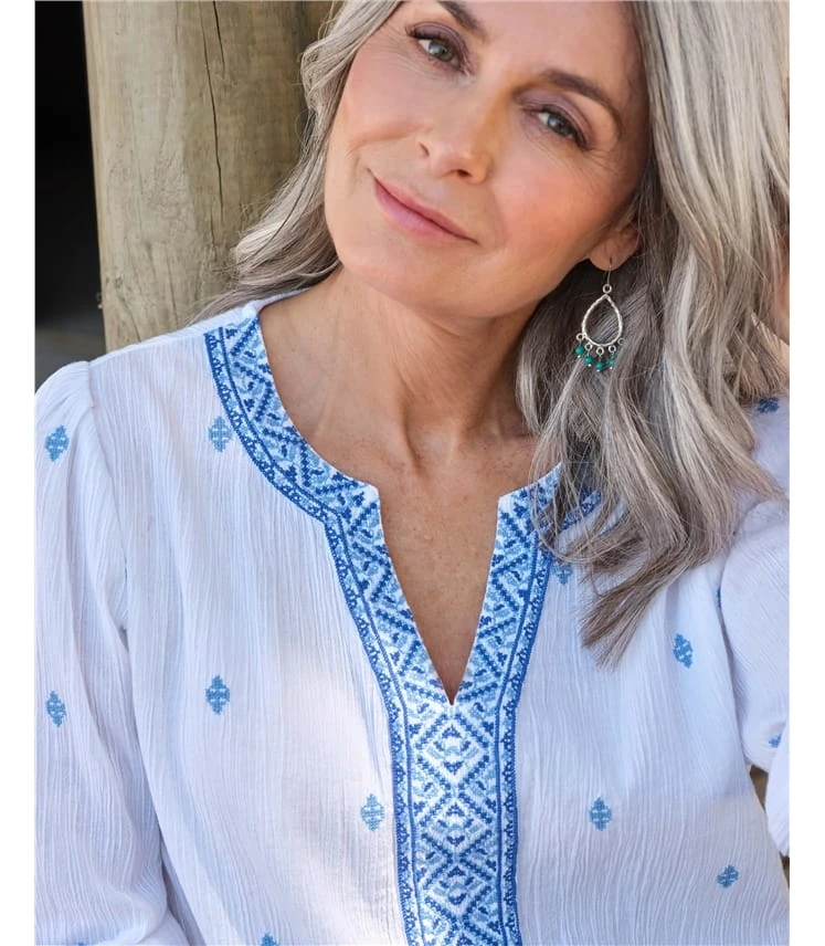 Haut Brodé à Col Cranté - Femme 4 Haut Brodé à Col Cranté - Femme – Image 2