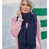 Écharpe à Franges - Femme - Pure Laine -Woolovers 78083 p100c navy w 8