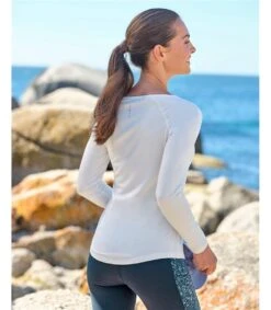 Agile-Sous-couche à Col Ouvert -Woolovers 7c01e 219920 rj056 cream w 7