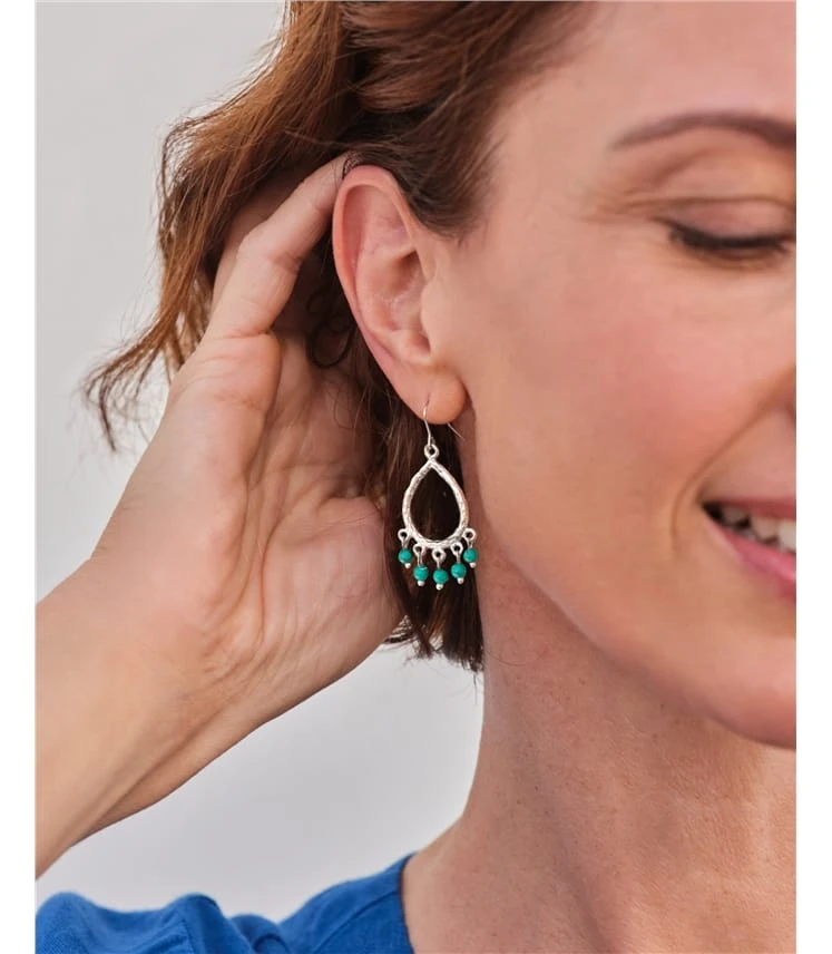 Boucle D'oreille En Pierre Martelée - Femme 4 Boucle D'oreille En Pierre Martelée - Femme – Image 2