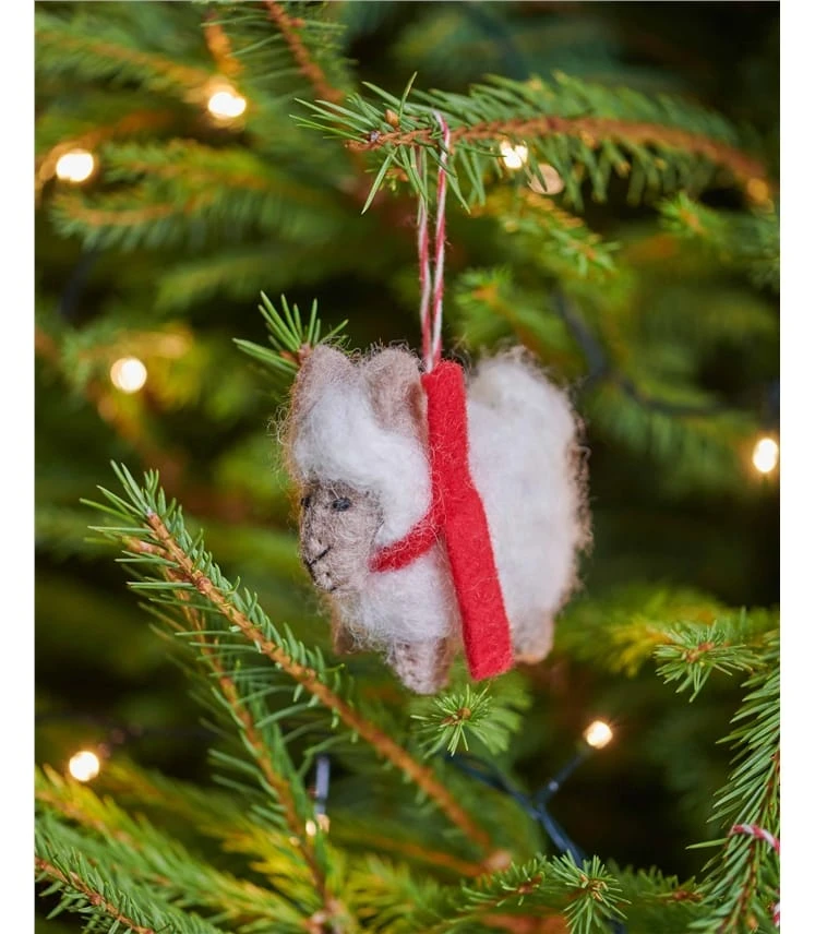 Déco De Noël Motif Mme Mouton Avec Son écharpe - Maison - Pure Laine 3 Déco De Noël Motif Mme Mouton Avec Son écharpe - Maison - Pure Laine