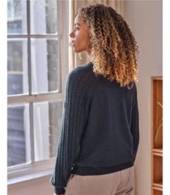 Florna Organic Cotton Fluffy Jumper -Woolovers 849a6 227321 tk21 navy w 8