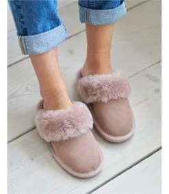 Mules Bordées De Laine - Femme - Peau De Mouton