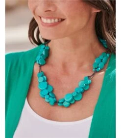 Collier De Disques En Grappe - Femme - Coquille De Noix De Coco -Woolovers 88932 p755 turquoise w 10