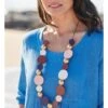 Collier De Disques En Perles - Femme - Bois -Woolovers 89276 p753l pinkgold w 10