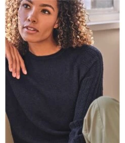 Florna Organic Cotton Fluffy Jumper -Woolovers 934d7 227321 tk21 navy w 7