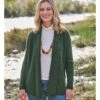 Cardigan Côtelé à Col Châle - Femme - Pure Laine D'agneau -Woolovers 93f33 215371 n126l tweedgreen w 10