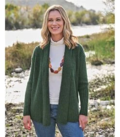 Cardigan Côtelé à Col Châle - Femme - Pure Laine D'agneau