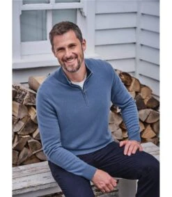 Pull à Encolure Zippée - Homme - Pur Cachemire